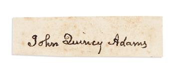ADAMS, JOHN QUINCY. Three clipped Signatures, each on a slip of paper.